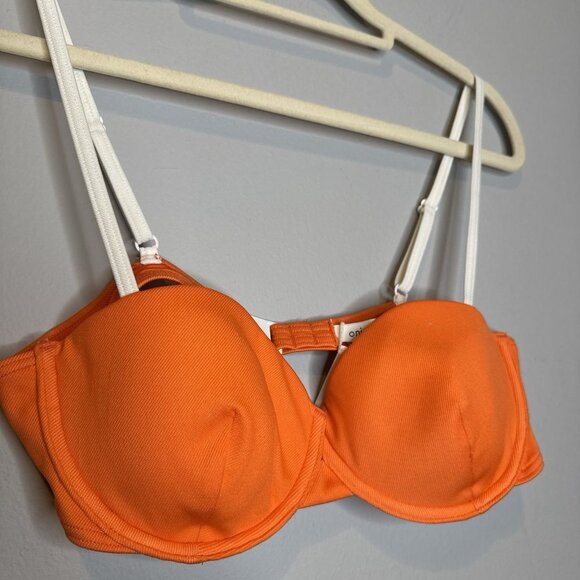 Onia Bikini Swim Top Large Orange White Bathing Suit - Picture 3 of 4